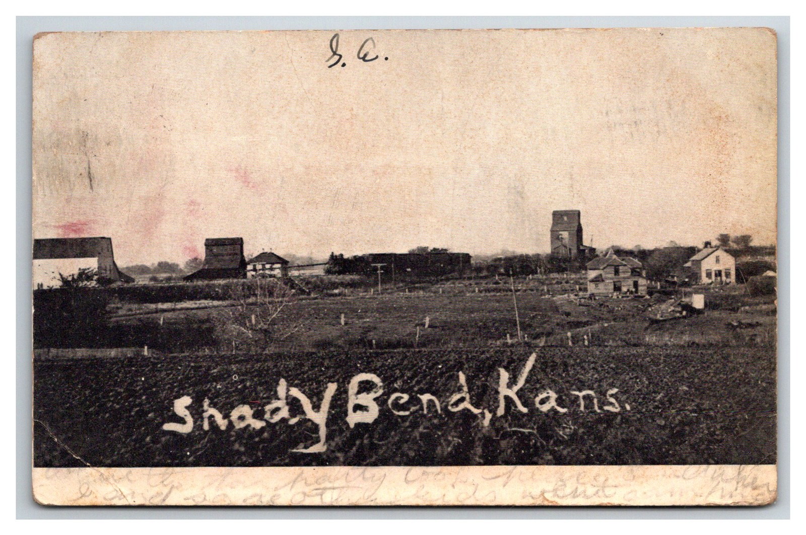 SHADY BEND Kansas ~  Grain elevators & Town ~ Lincoln County