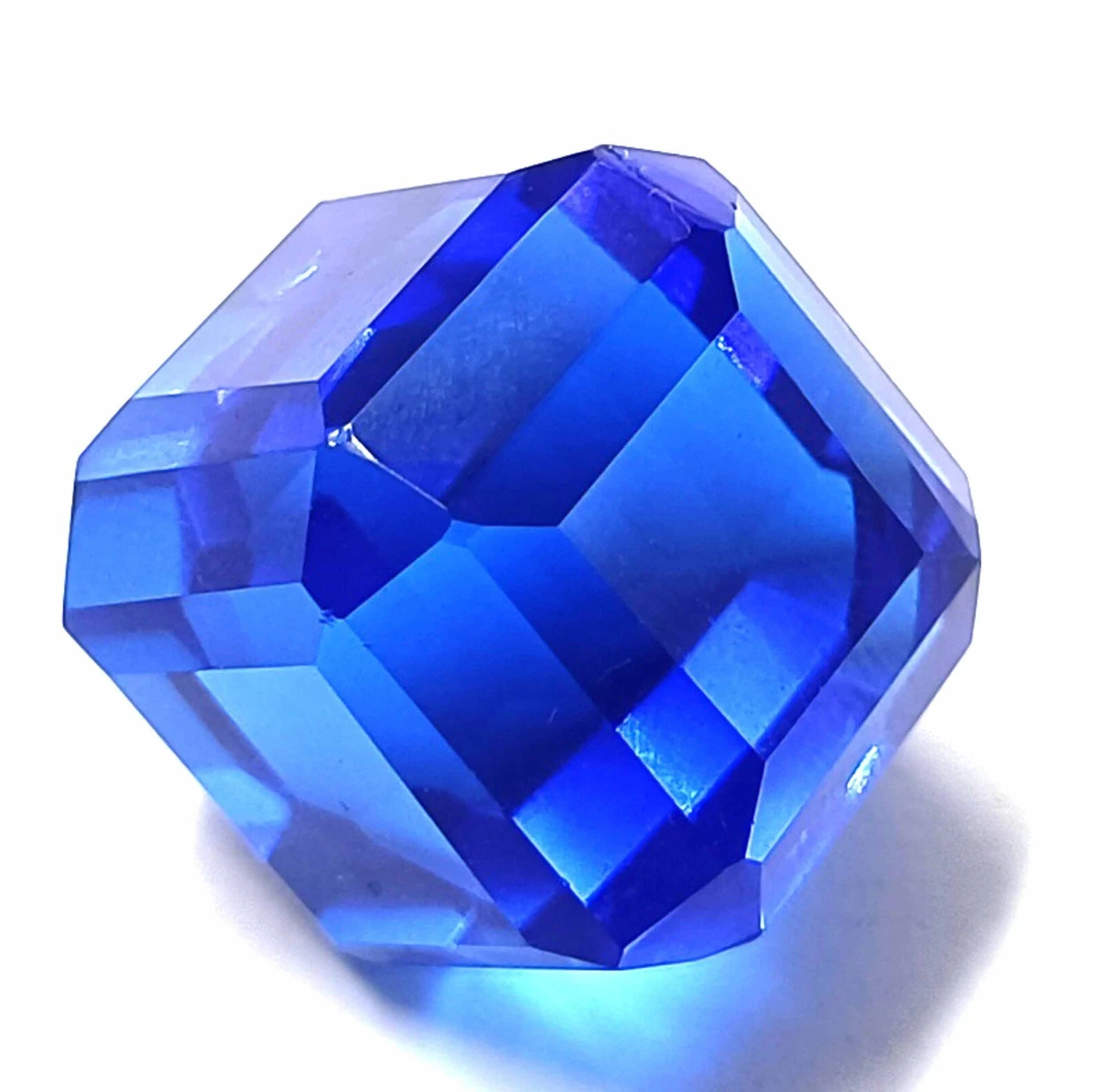 47.38 Ct Lab Created Flawless Blue Sapphire Cube Shape IGL Loose Gemstone 6GHV