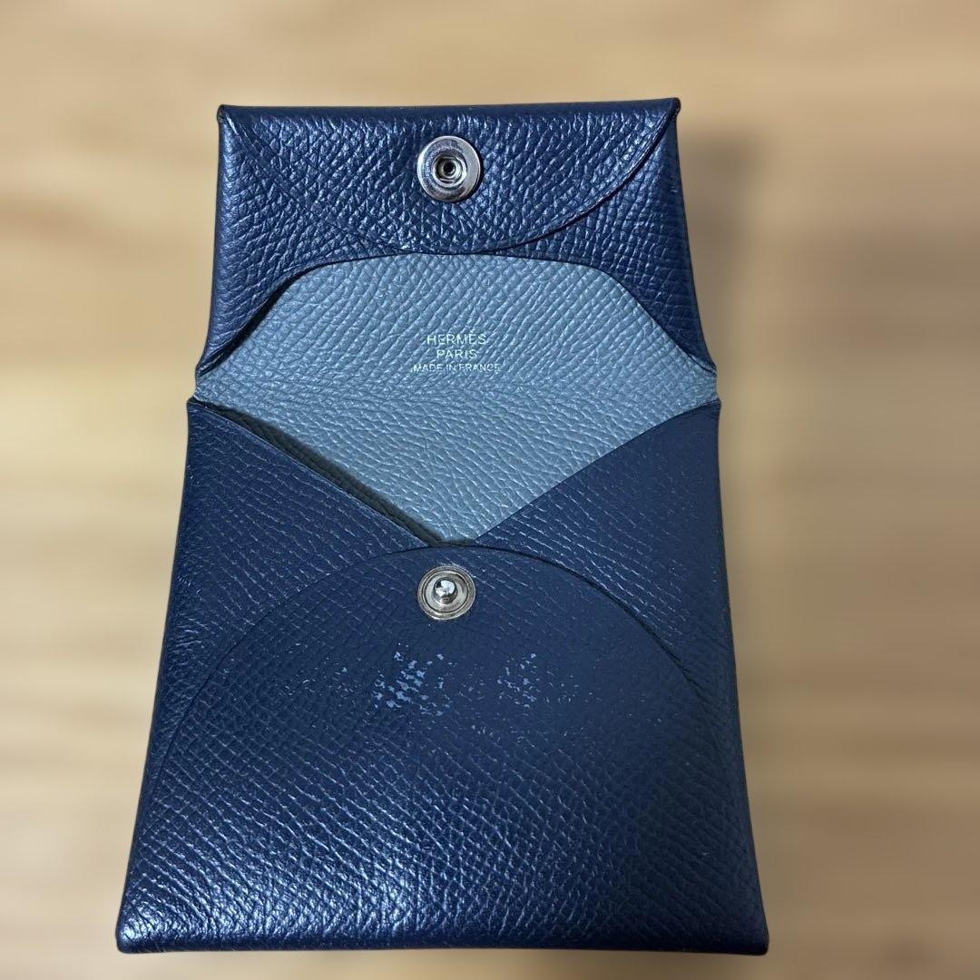 Hermes Bastia Coin Case Navy Leather France