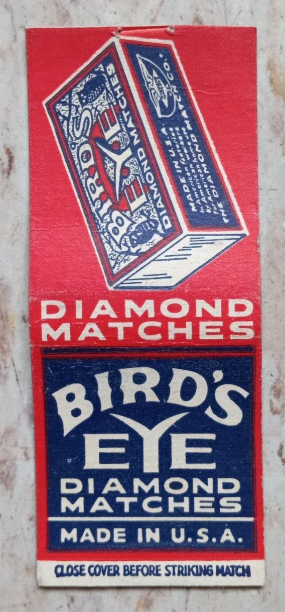VINTAGE MATCHBOOK COVER BIRD\'S EYE DIAMOND MATCHES MADE IN U.S.A.