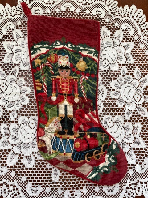 SFERRA Needlepoint Christmas Stockings - Soldier Nutcracker Fancy