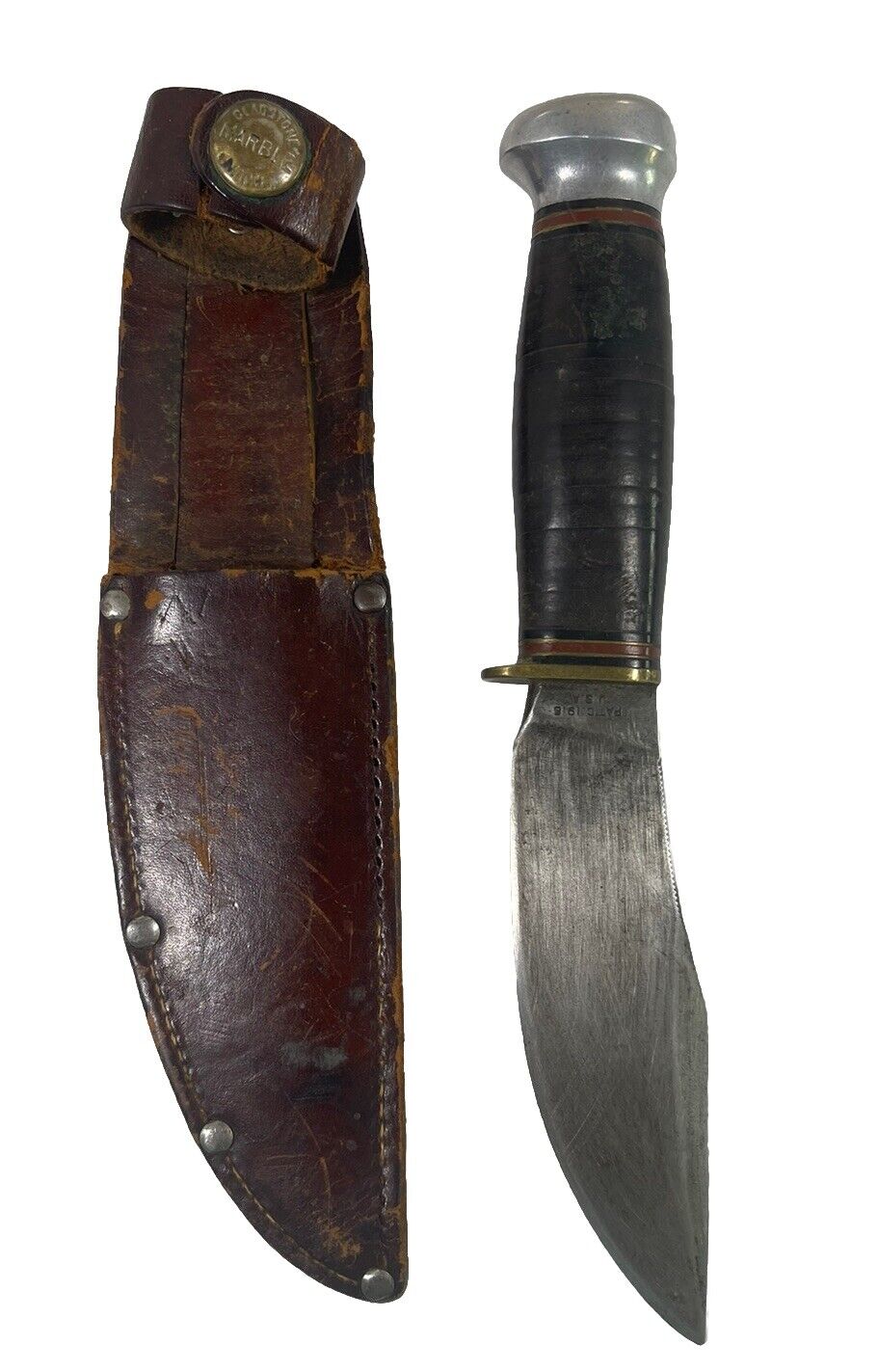 Vintage 1920's Marble's WOODCRAFT Knife Leather Handle PAT’D 1916 Gladstone MI