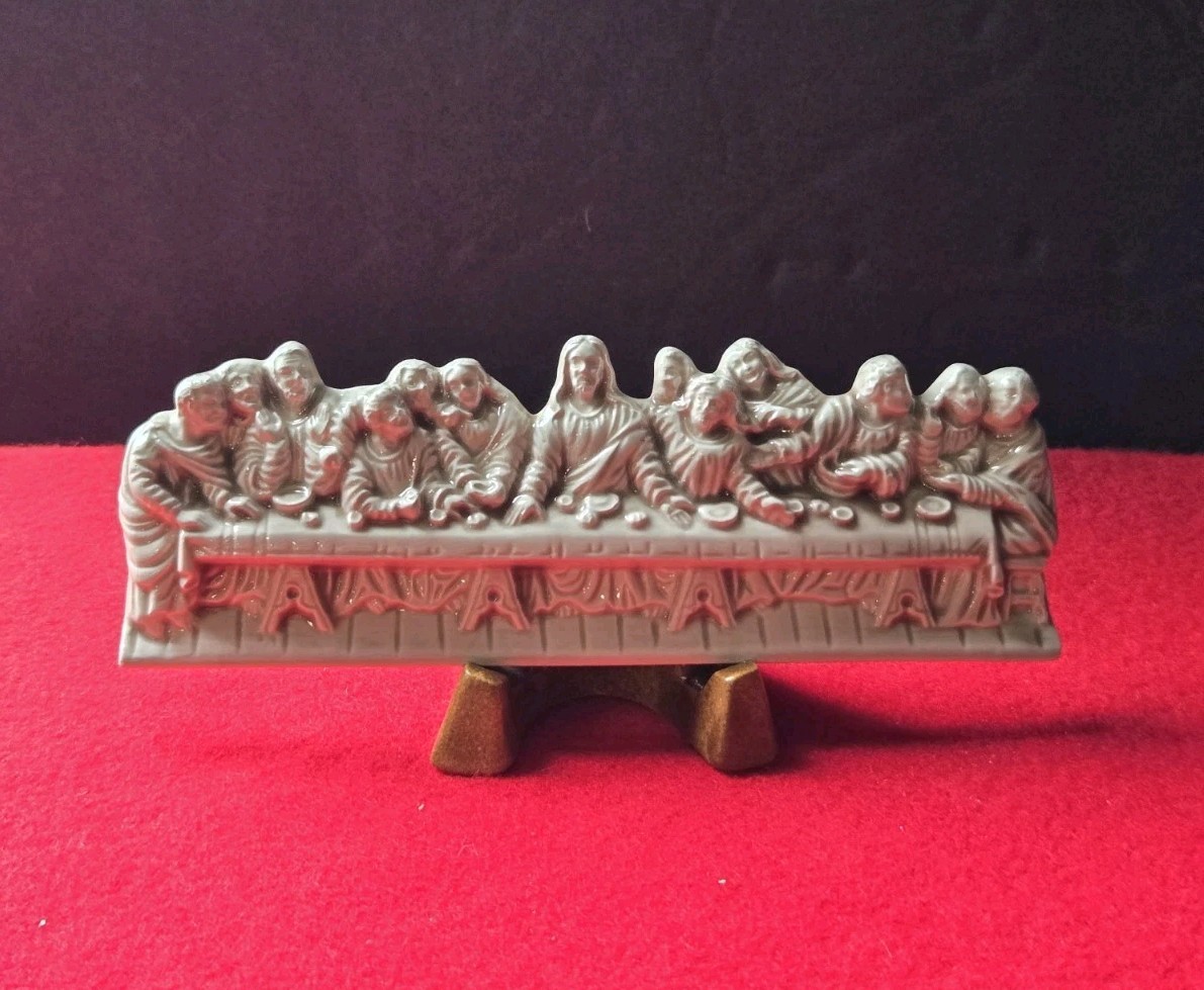 Vintage 1986 Ceramic Last Supper Jesus Apostles Relief Plaque 