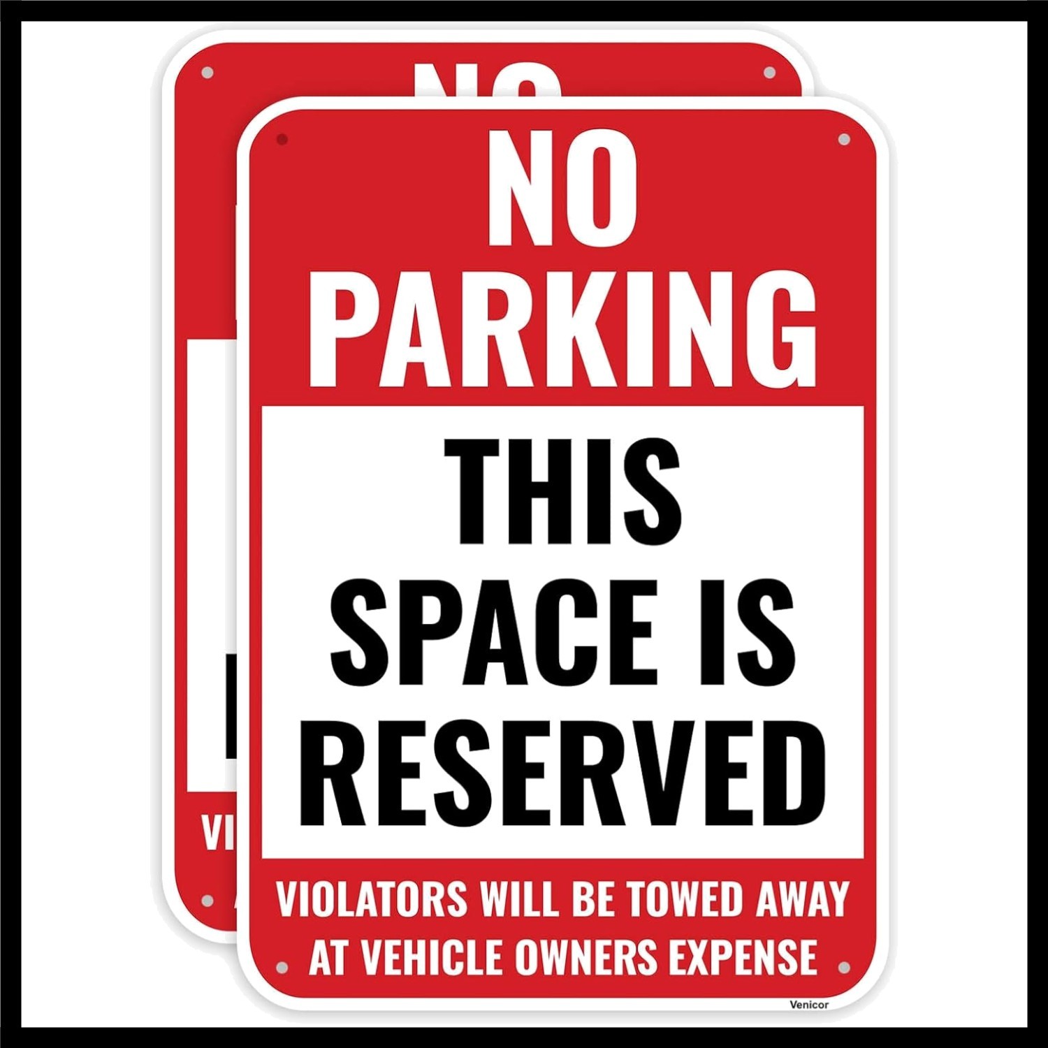 2PC Reserved Parking Sign, 14 x 10 Inches - Aluminum - No Parking This Space ... 2PC Reserved Parking Sign, 14 x 10 Inches - Aluminum - No Parking This Space ...