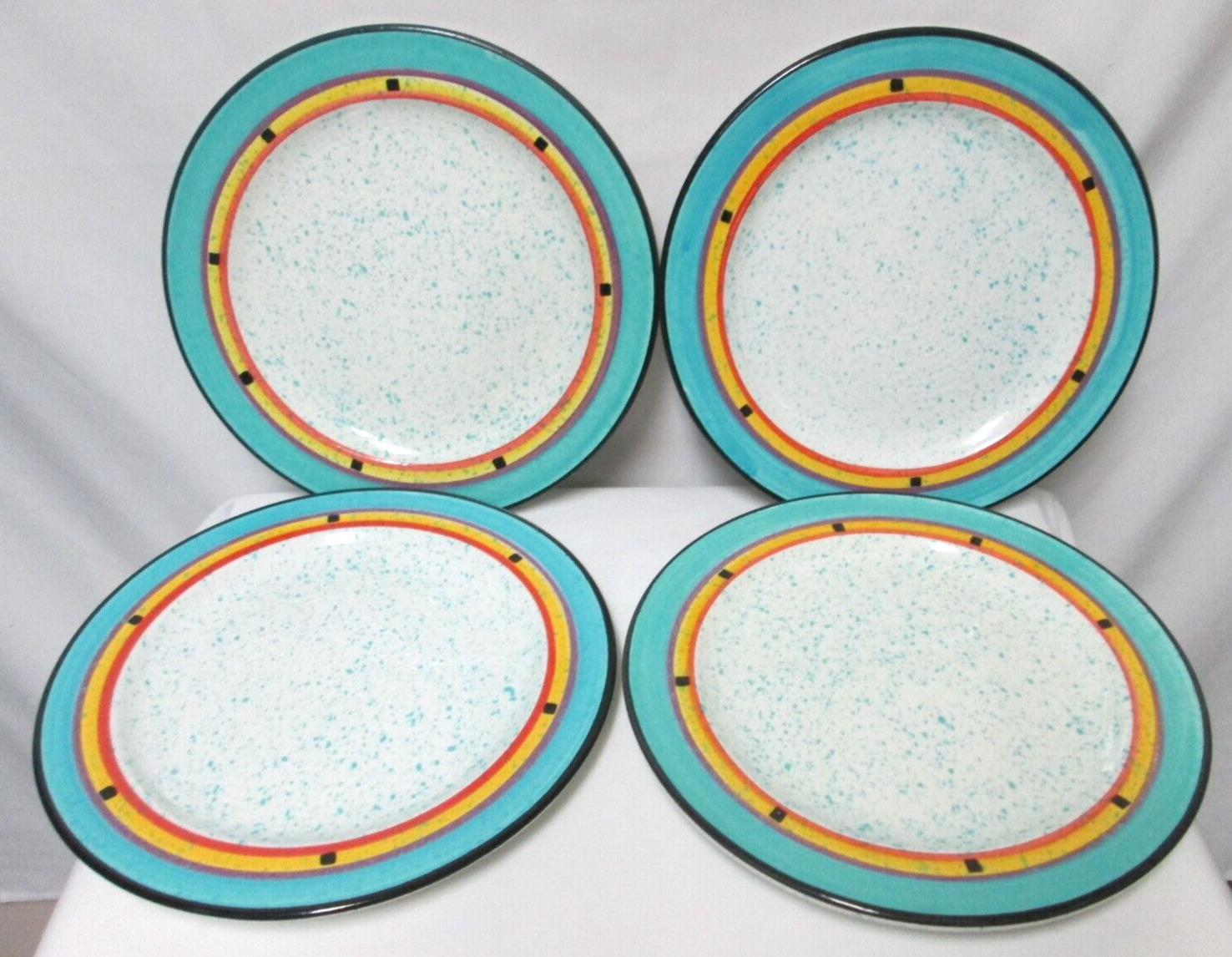 Treasure Craft Paradise Southwest Dinner Plate Set 4 Stoneware Pottery USA 11.5