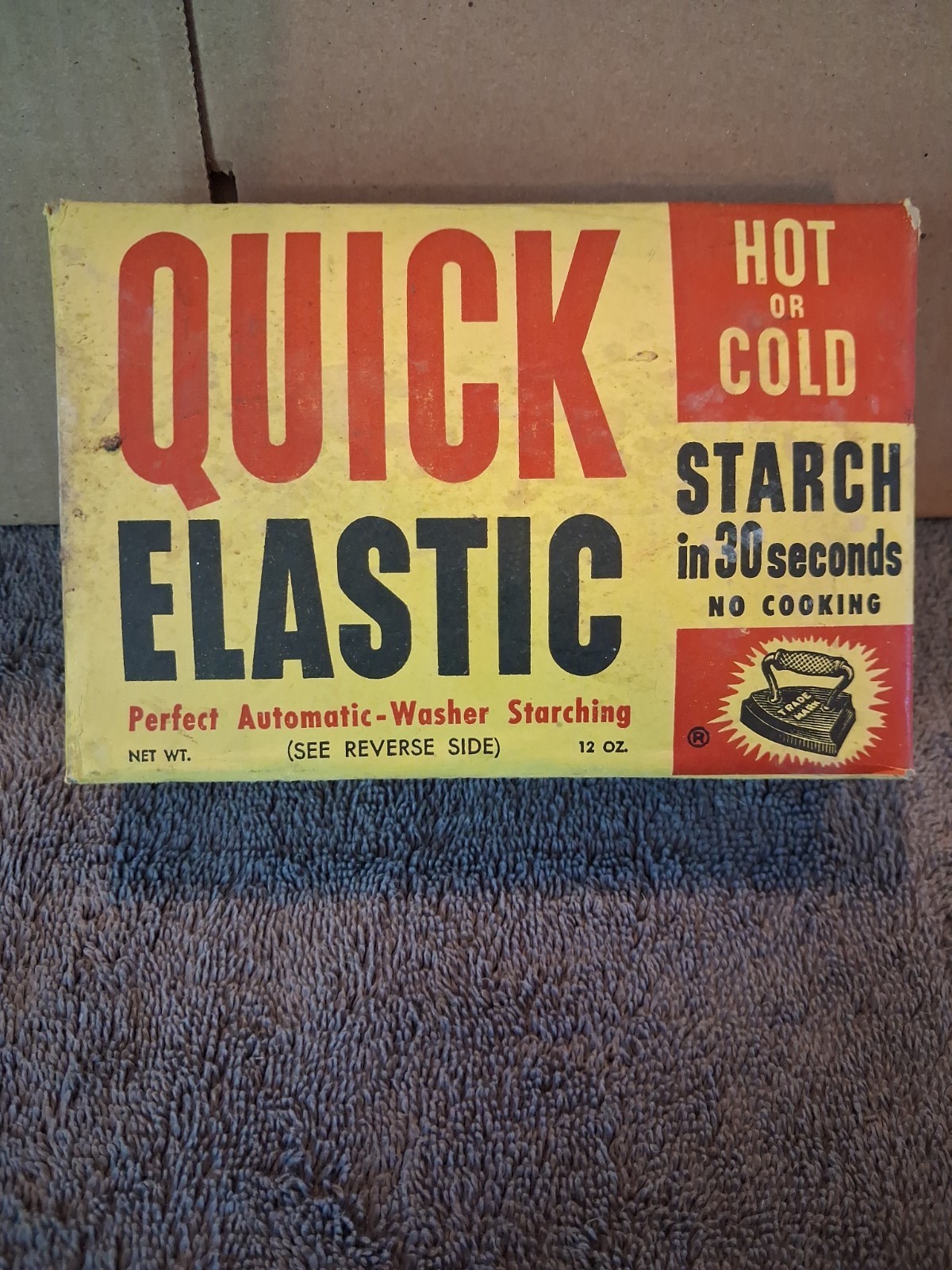 Vintage Quick Elastic Hot Cold Starch Box Unopened NOS Sealed 1950s Hubinger