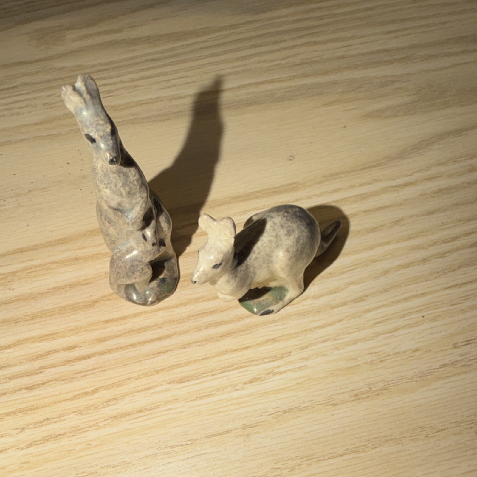 Ceramic Handmade Kangaroo Figurine Set of 2 Collectible Animal Sculptures