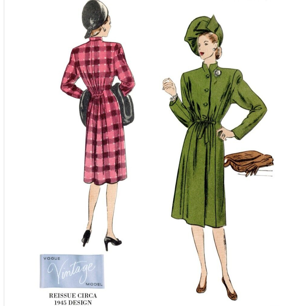 V1903 Sewing Pattern Vintage VTG 1940s Coat Sizes 8-16 31664522133 Vogue 1903