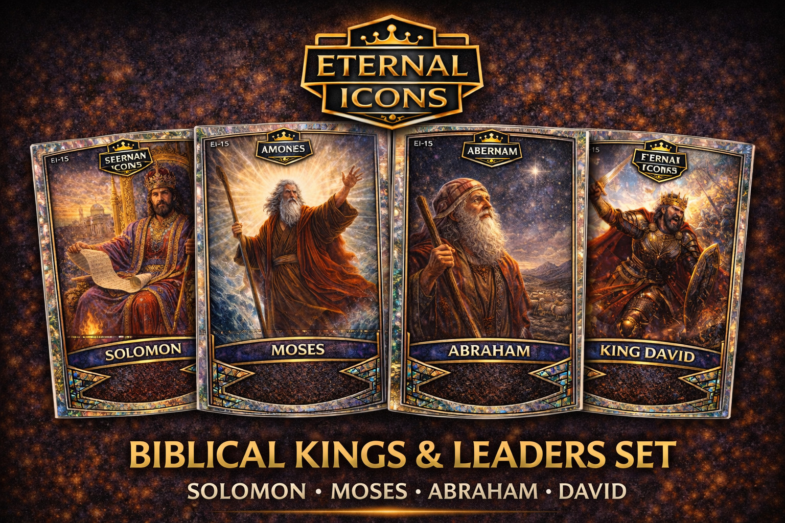 Biblical Kings & Leaders Set | David Solomon Moses Abraham | Eternal Icons Cards Biblical Kings & Leaders Set | David Solomon Moses Abraham | Eternal Icons Cards