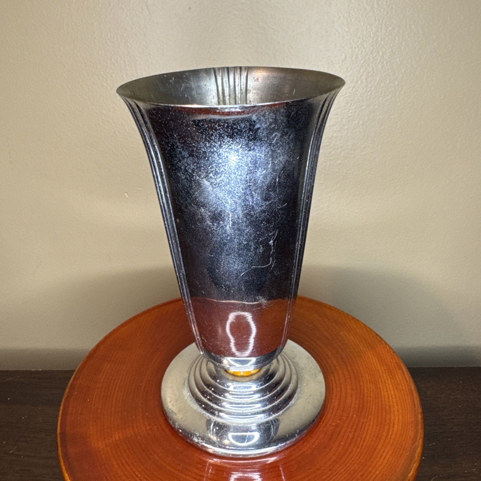 VTG 1930s Art Deco Chase Minerva Vase Chrome Bakelite Machine Age Signed Mark