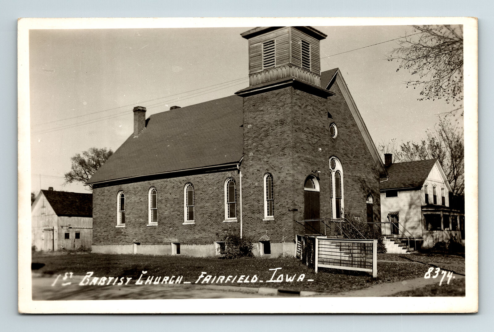 RPPC Postcard Fairfield IA Iowa First Baptist Church EKC Real Photo