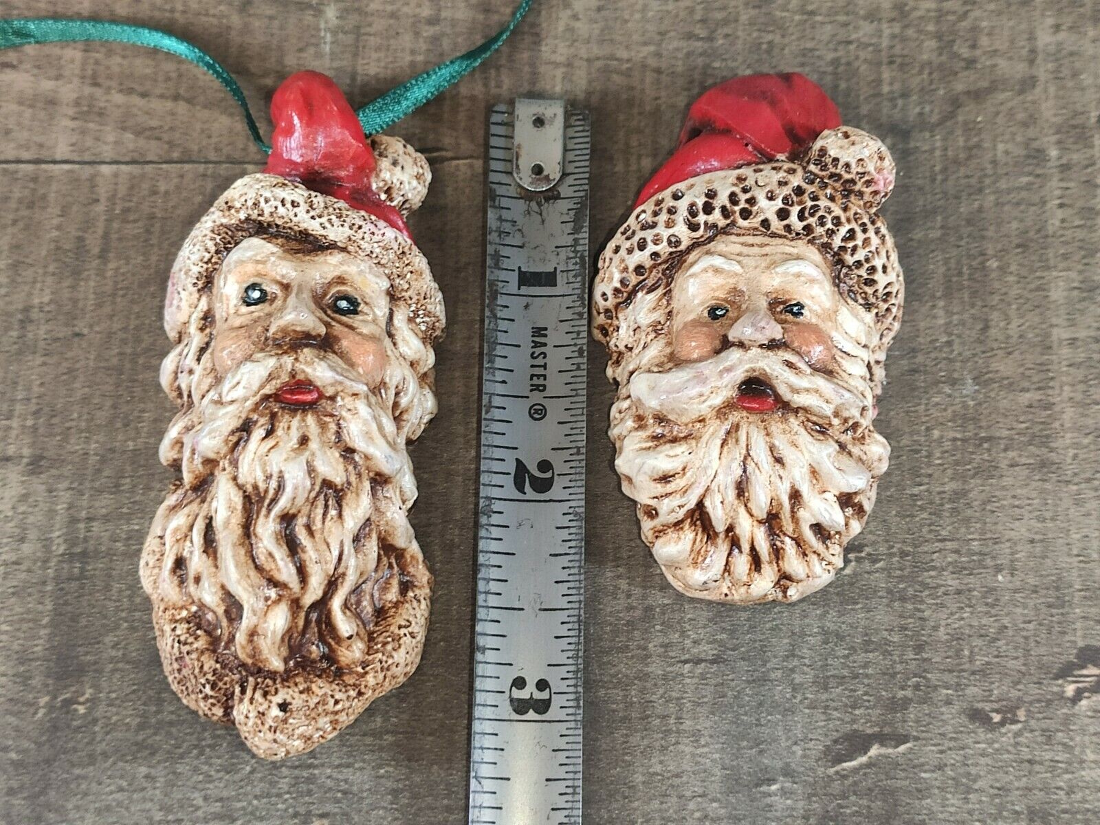 Vintage Santa Head Face Necklace/Christmas Ornament 2.25\