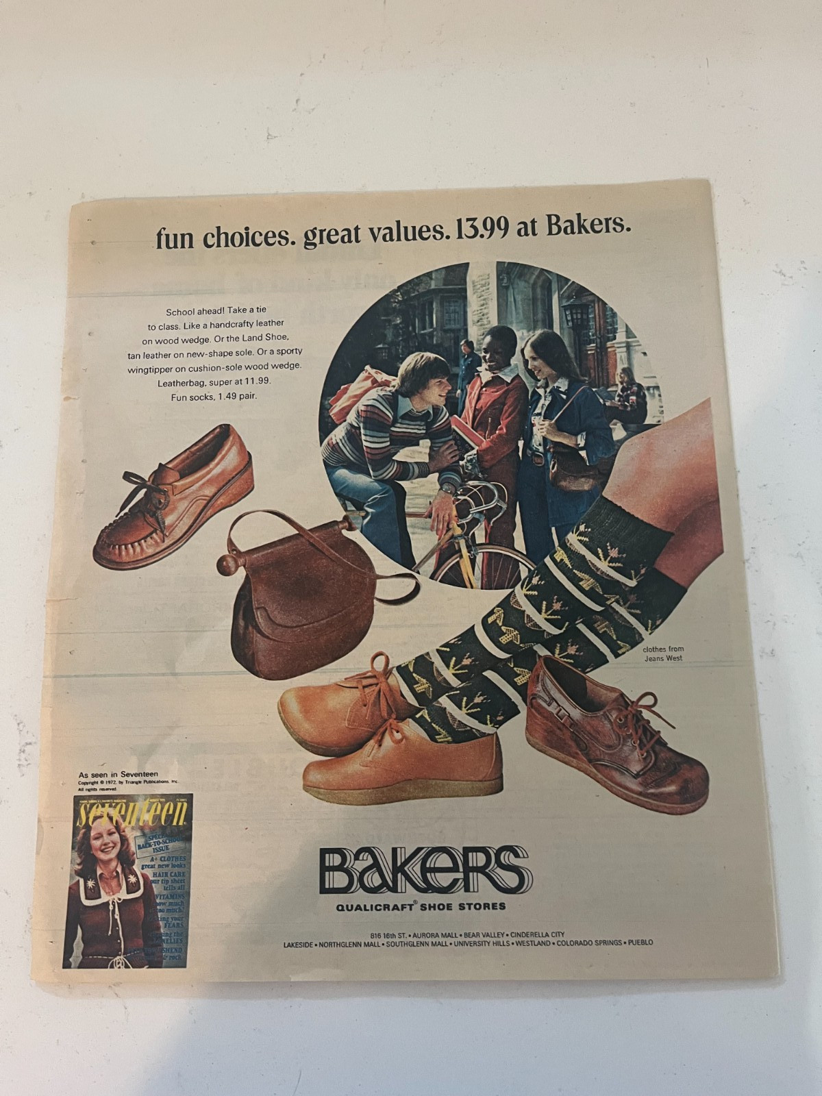 1975 Bakers Shoes Newspaper Print Ad  - As Seen In Seventeen