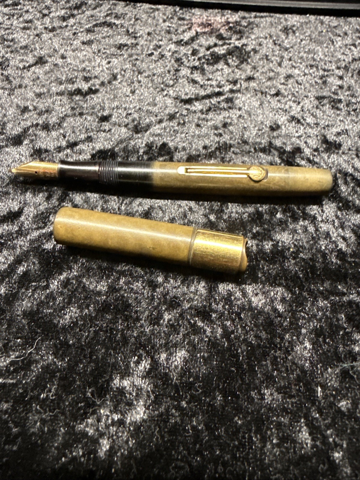 VINTAGE WATERMAN 'S 52 1/2 V FOUNTAIN PEN Tapper Cap Eye Drop Gold Overlay As Is