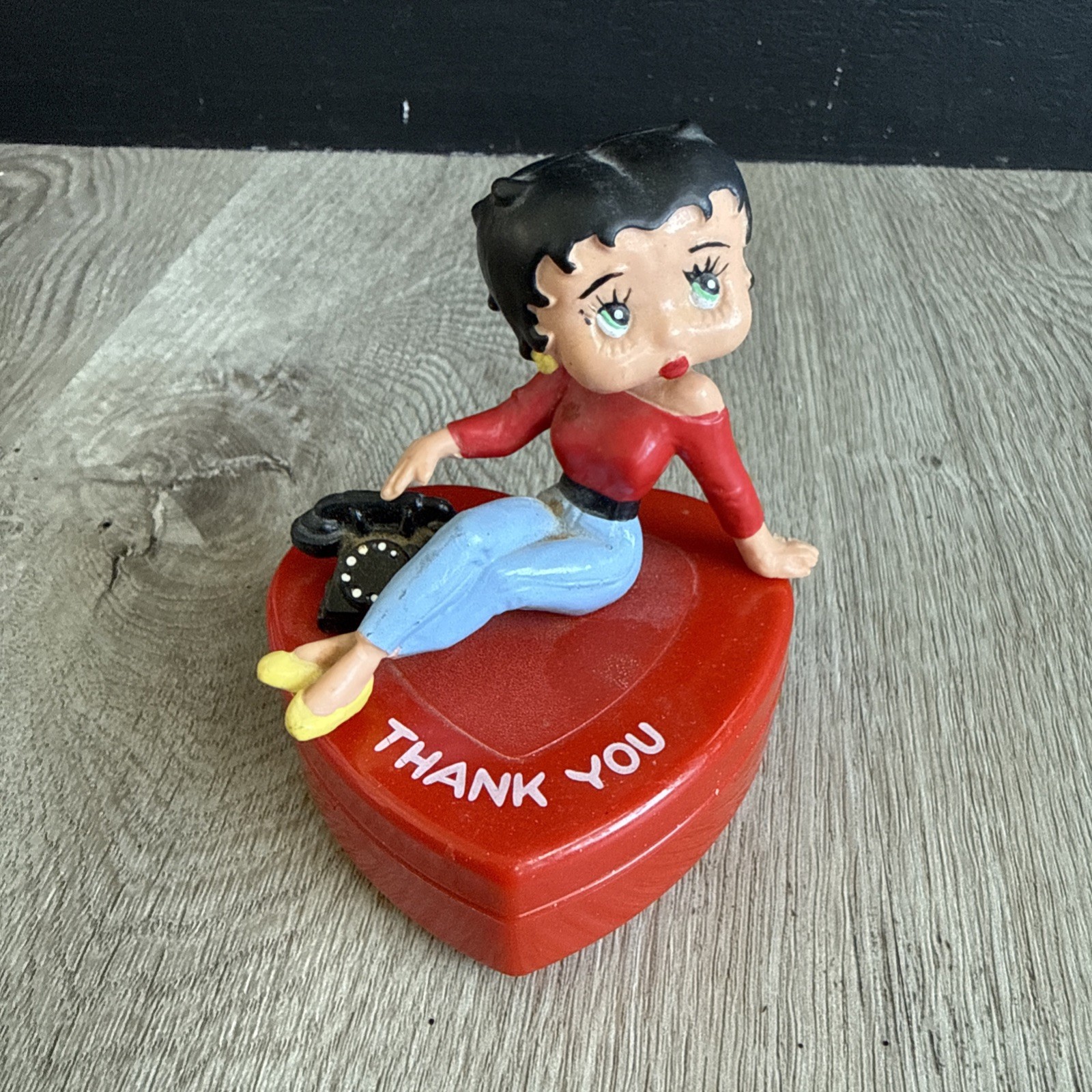 Vintage Betty Boop Trinket Box Heart Shape “Thank You” 3” Collectible RARE