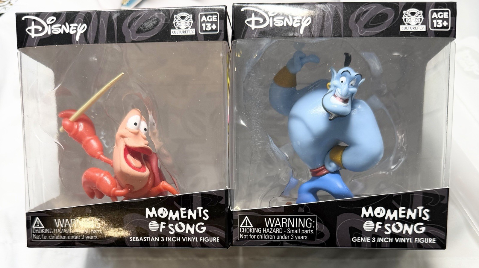 Disney 3” Vinyl Figures Moment Of Songs Complete Set Of 2 Culture Fly ~ Genie +