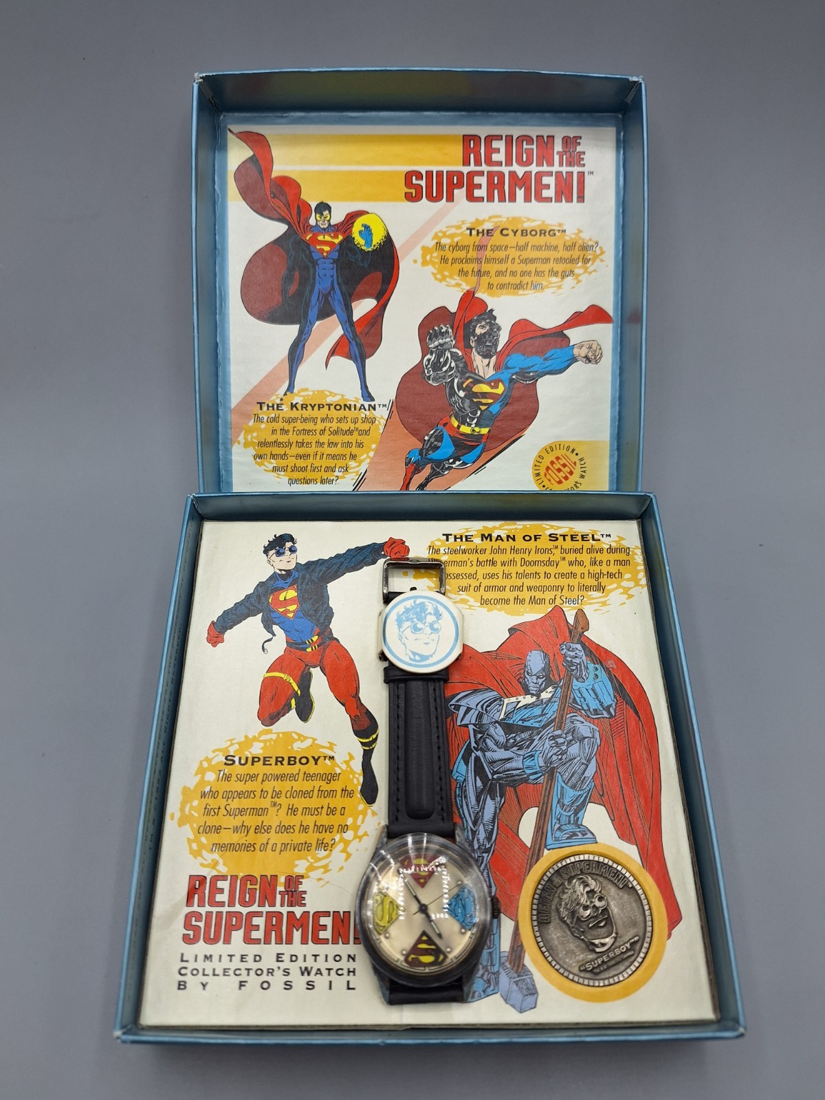 Fossil Superman Collectors Watch Limited Edition 1993 Reign of the Supermen RARE