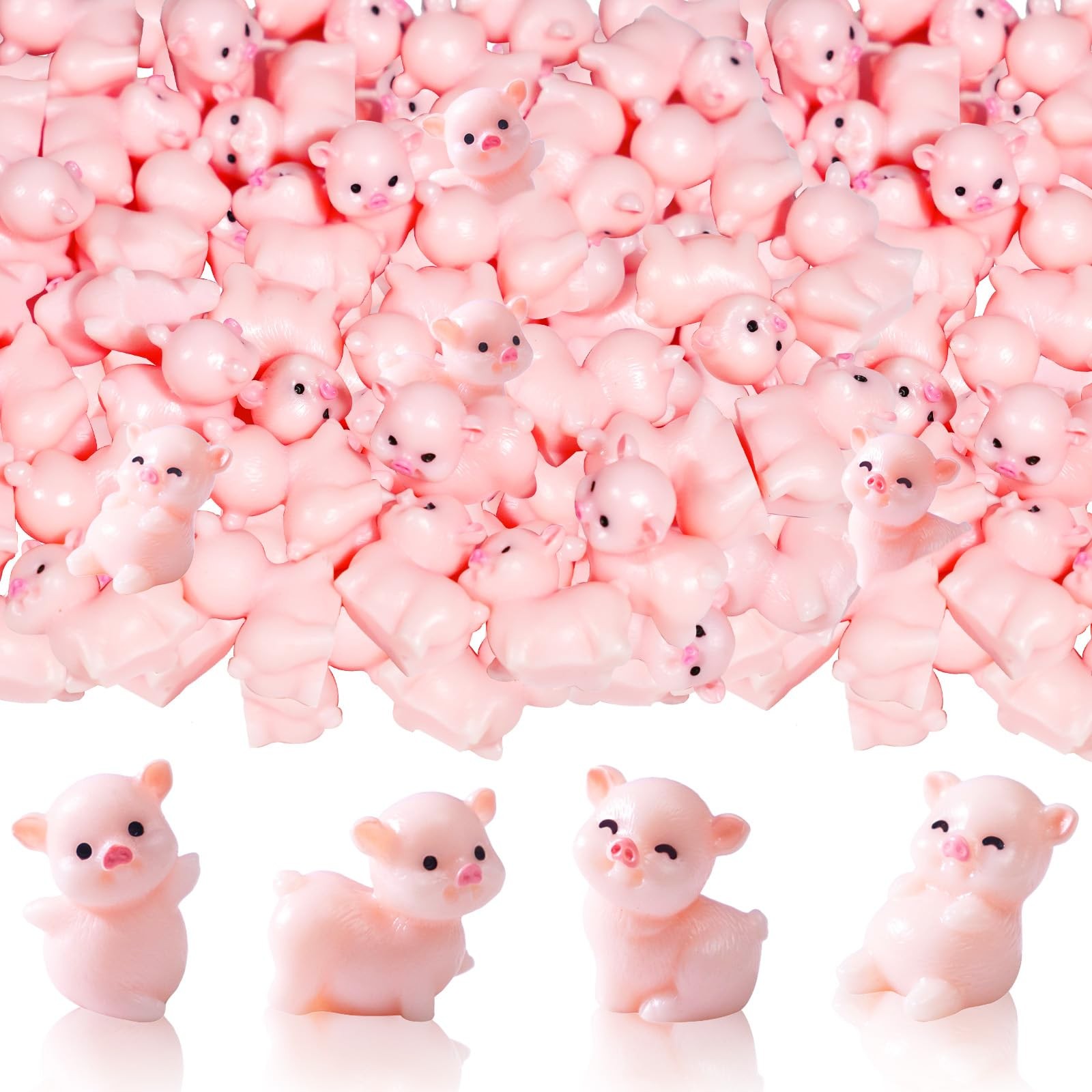 100 Pcs Mini Resin Pigs Miniature Pig Figurines Tiny Pigs Bulk