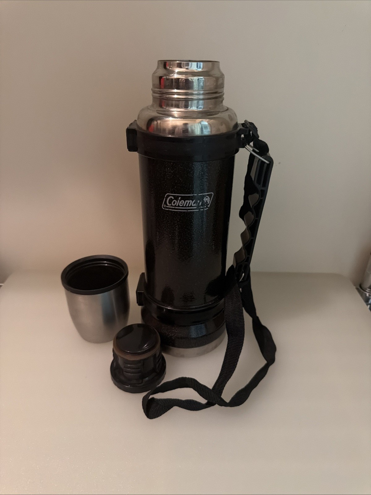 🔥Coleman Vacuum Insulated Thermos Stainless Steel Black Large Handle 🏕️