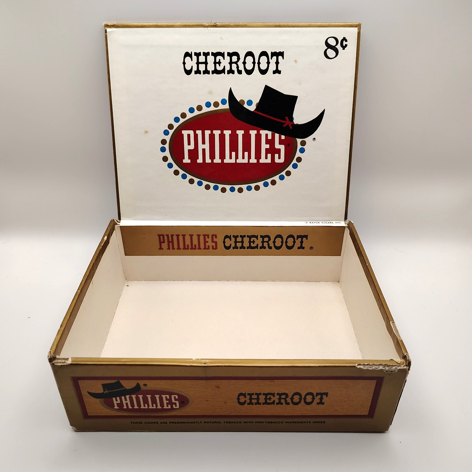 Vintage Phillies Cheroot Miracle Mild Cigar Box Bayuk Empty Display Box Preowned