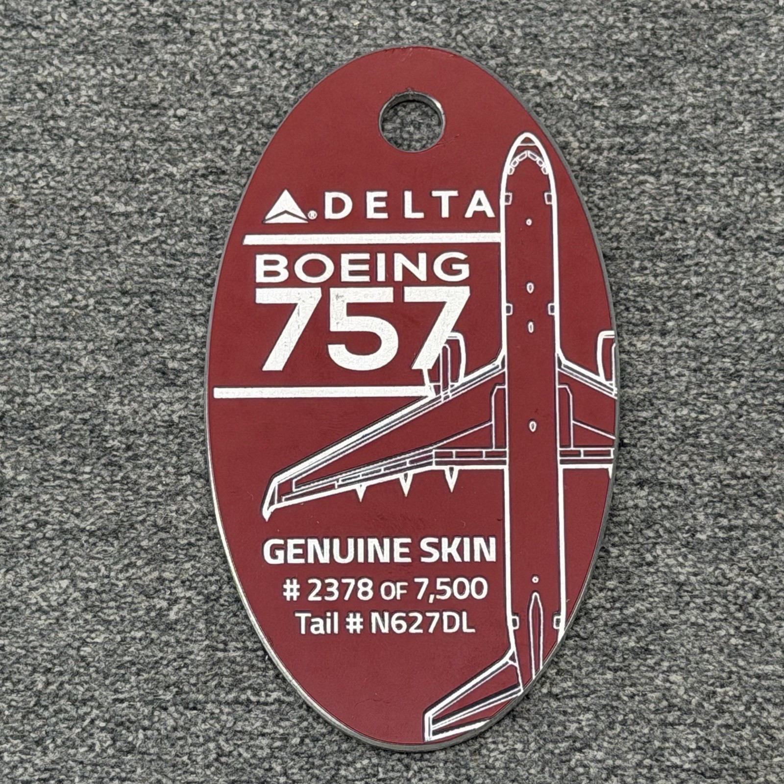 Delta Air Lines Boeing 757 PlaneTags N627DL Genuine Aircraft Skin Tag #2378/7500