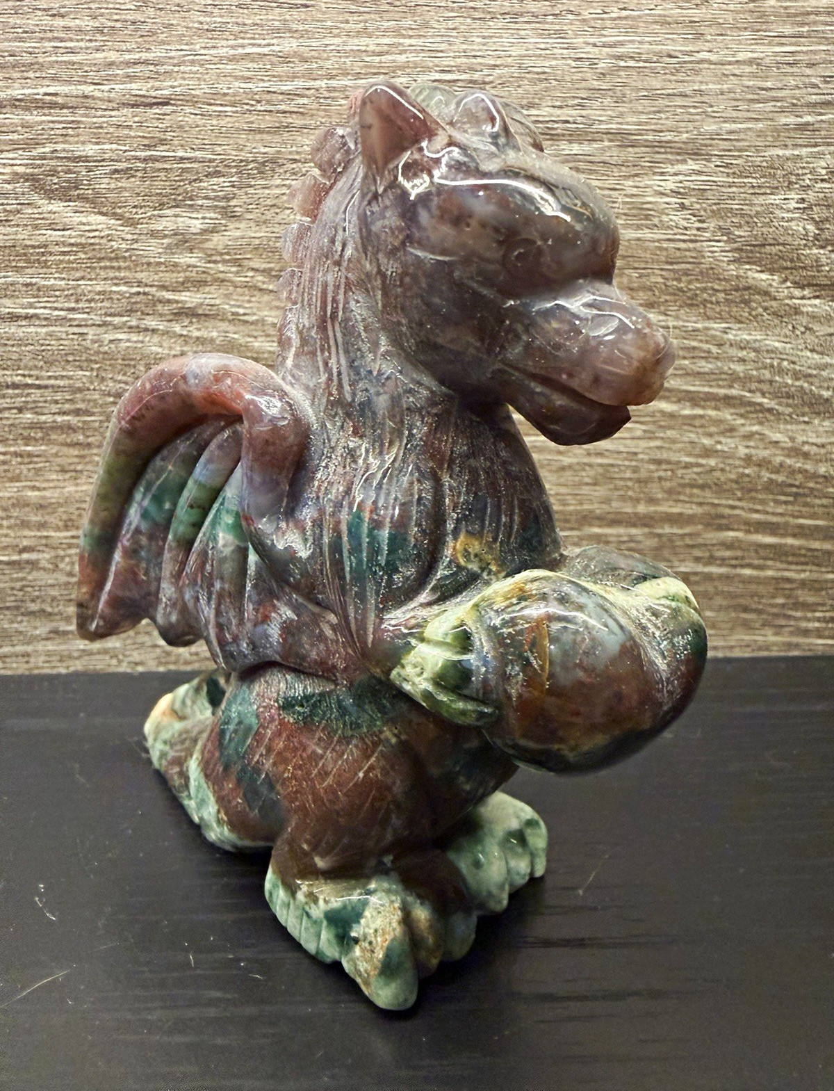Beautiful Ocean Jasper Crystal Dragon Carving Reiki Healing Gift 
