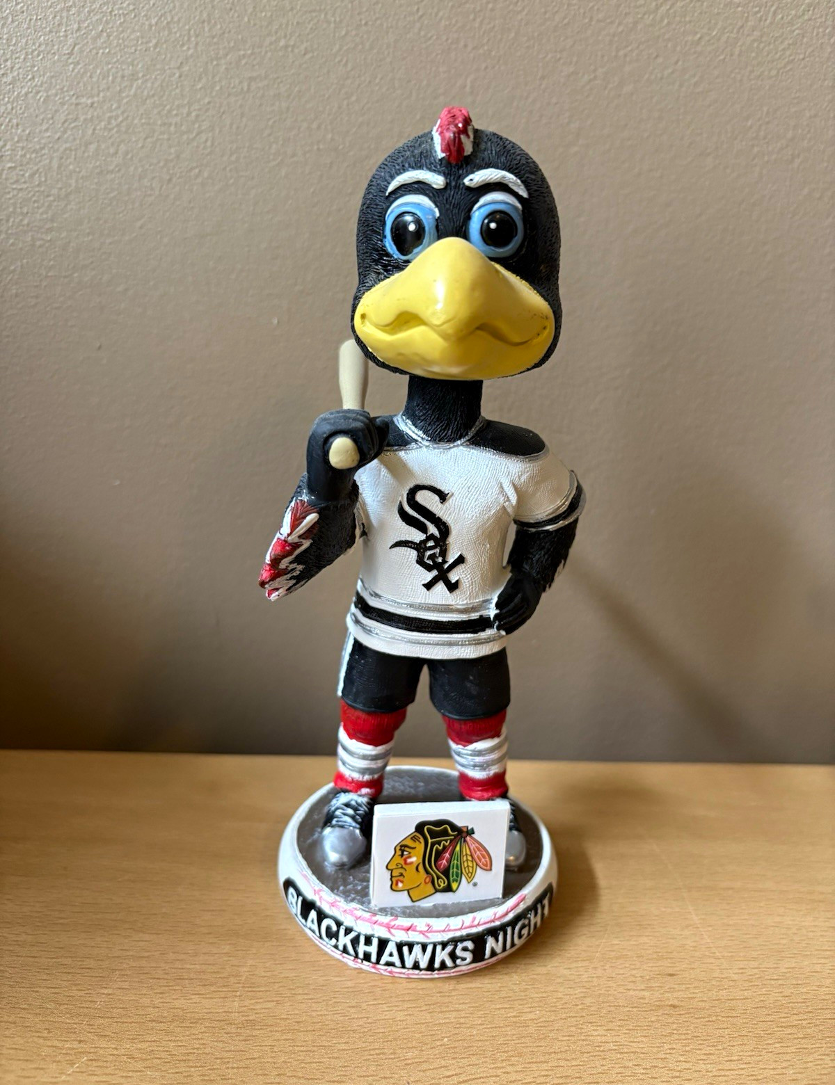 Chicago White Sox Blackhawks Tommy Hawk Mascot Bobblehead Hockey Bobble