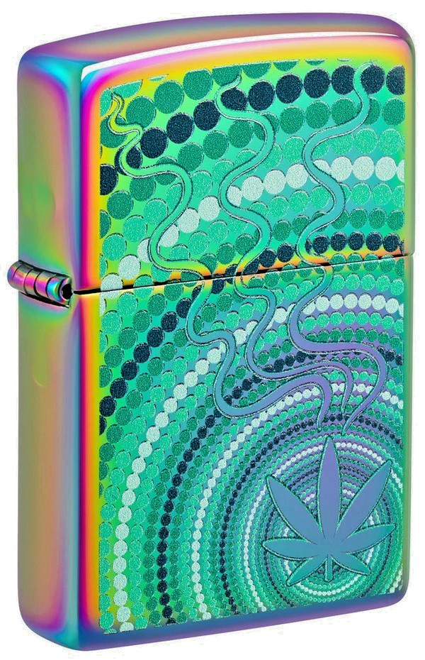 Zippo Cannabis Weed Leaf Design Lighter Iridescent Multi Color 48383 New In Box