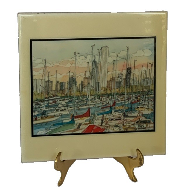 VTG Mark McMahon MCM Ceramic Tile Wall Chicago Summer Day Artiles N.M USA 8”