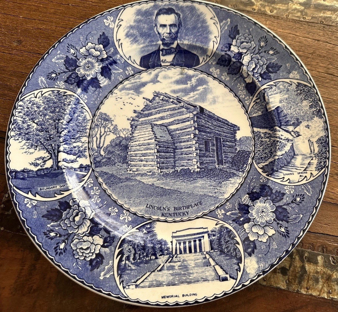 VTG Adams Staffordshire Abraham Lincoln Birthplace Plate England Transferwear