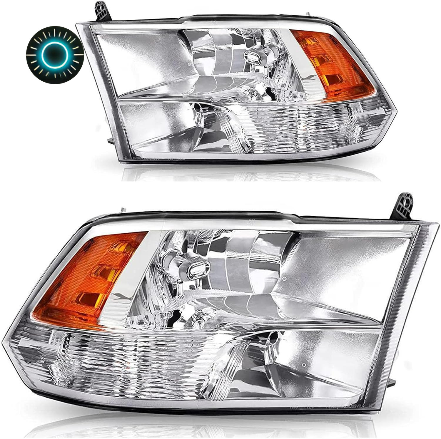 Faros Delanteros para Dodge Ram 1500/2500/3500 2009-2018 – Par Halógeno Cromado Faros Delanteros para Dodge Ram 1500/2500/3500 2009-2018 – Par Halógeno Cromado