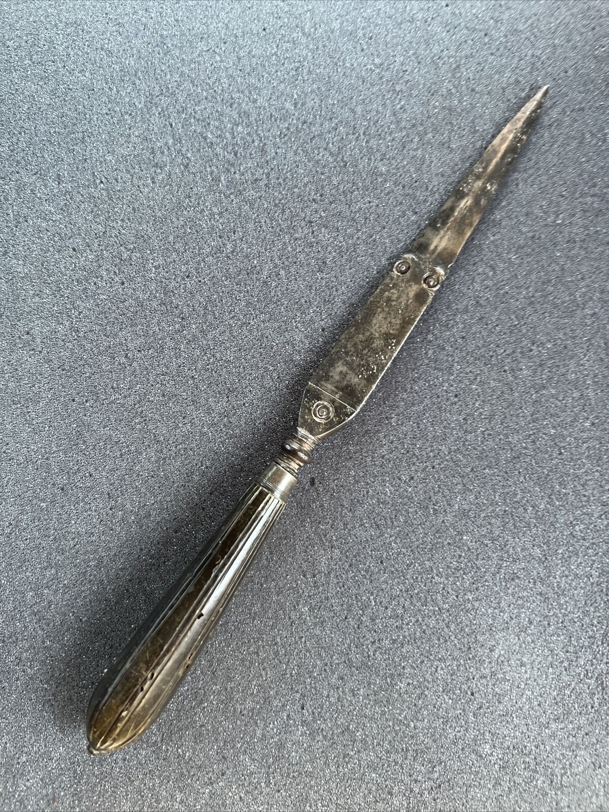 Rare Antique Dagger Italian Corsican Knife Horn Handle Sculpted Blade 1800s