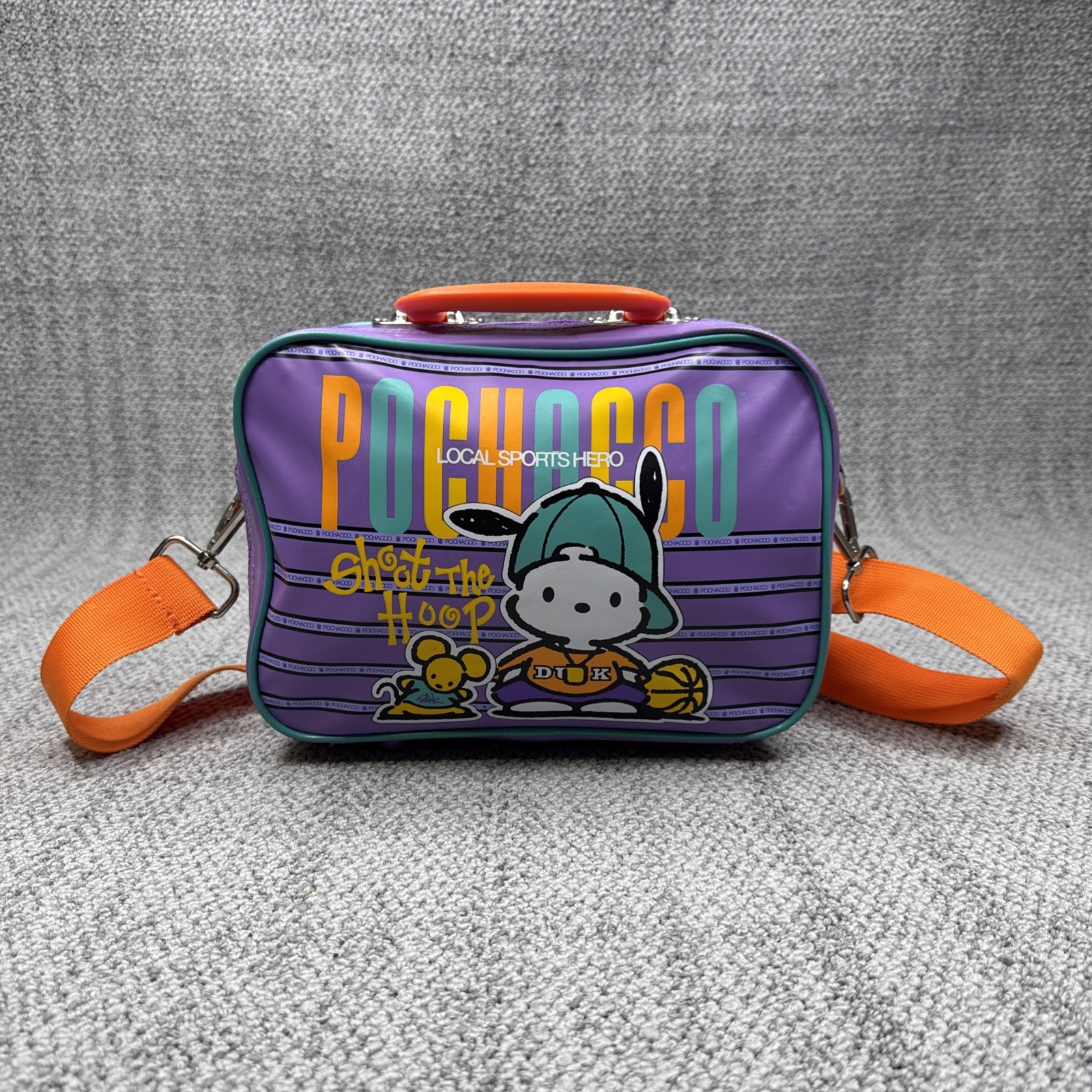 Pochacco Sanrio Local Sports Hero Purple Shoot The Hoop Crossbody Bag Zip Strap