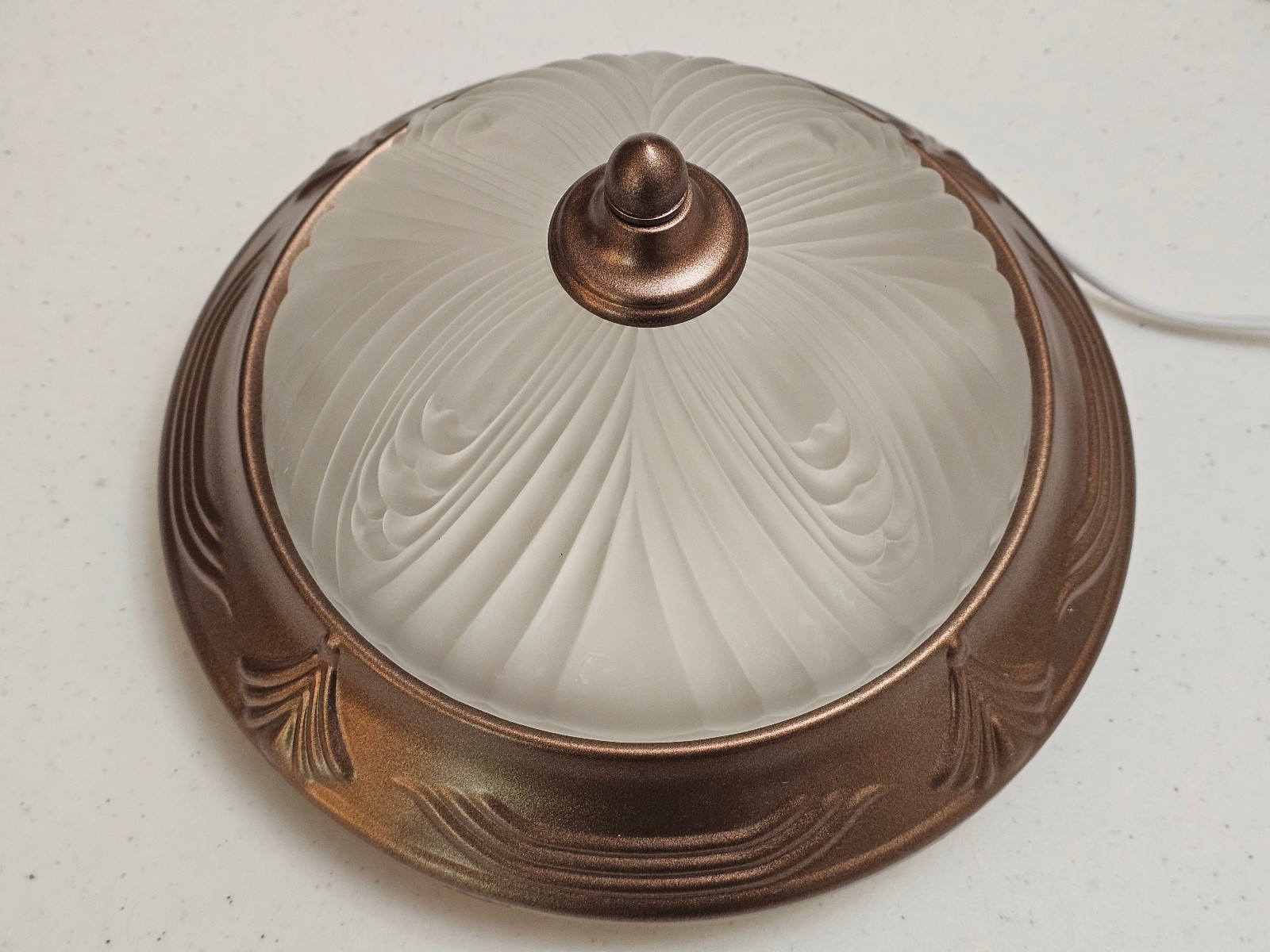 Vtg 2-Bulb Flush Mount Ceiling Light Fixture - VAXCEL Antique Copper Bronze IOB