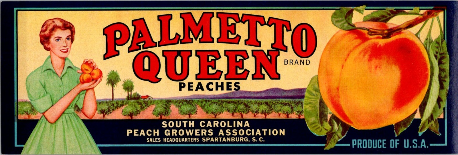 Vintage Palmetto Queen Peaches South Carolina Growers Association Spartanburg SC