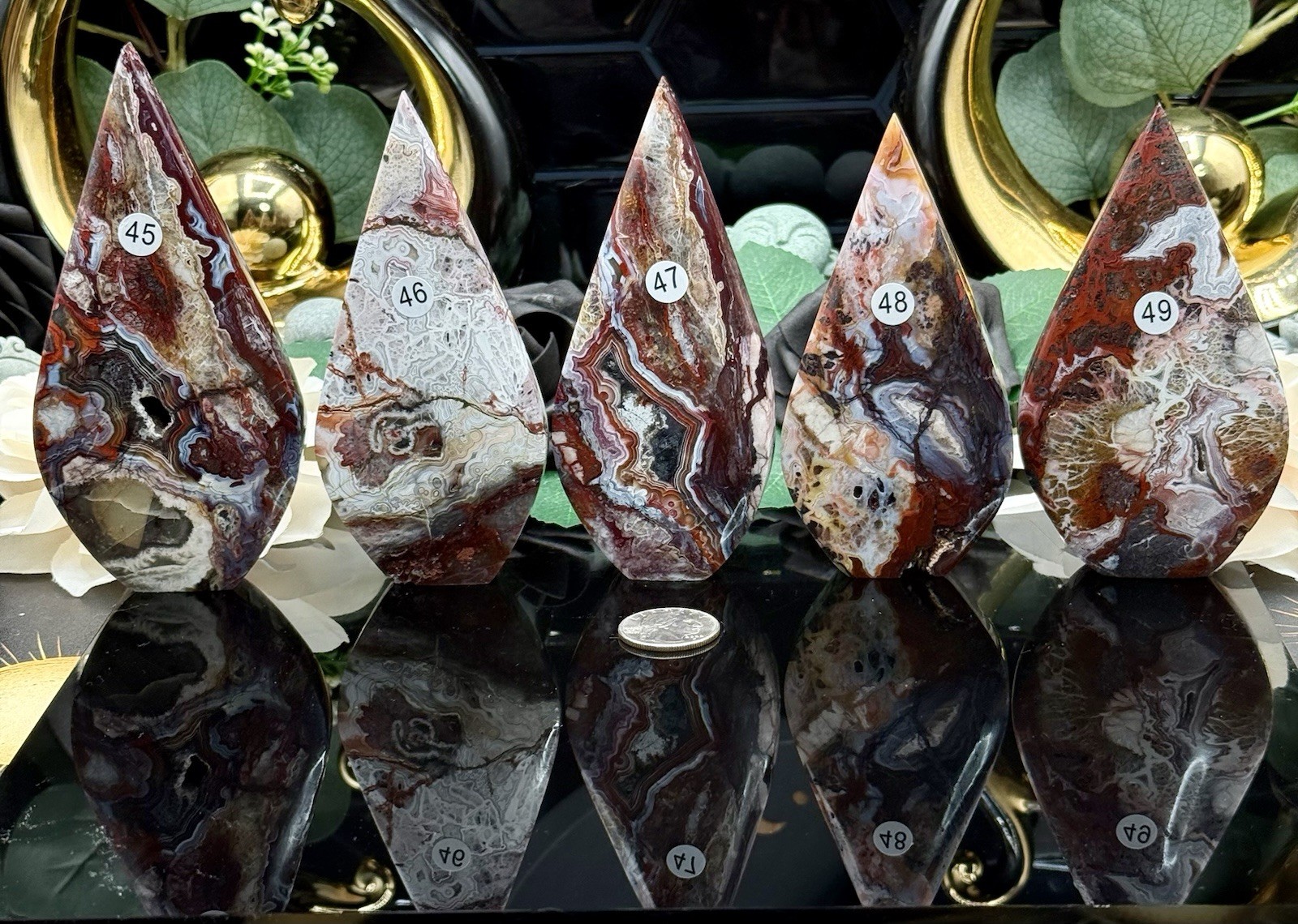 Natural HQ  Red Mexican Lace Agate Flames Sails  