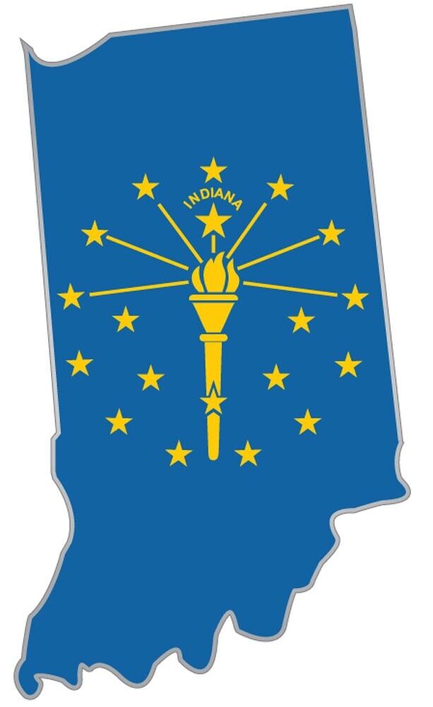Indiana State map Flag sticker decal 3
