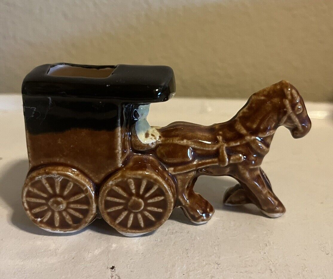 Vintage Donkey & Cart Toothpick/ Wooden Match Holder
