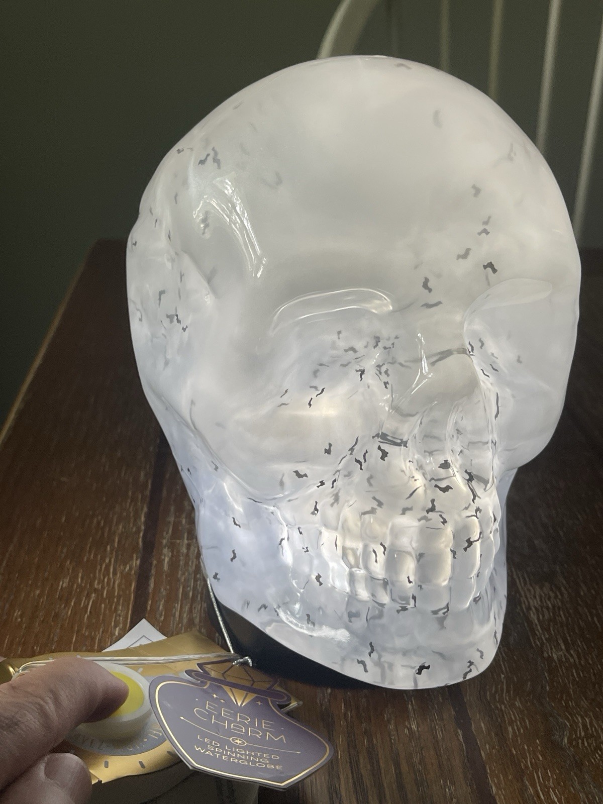 Eerie Charm Light Up Acrylic Waterglobe Halloween Lamp Skull Bats TikTok Viral