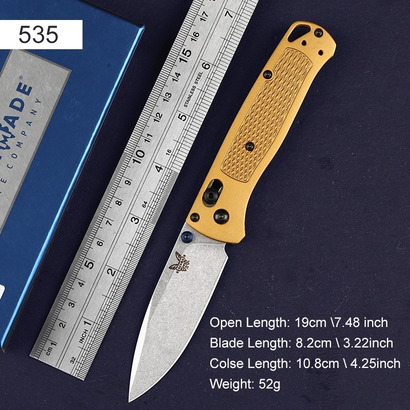 Gold Aluminum Handle Axis Lock Camping Outdoor Tactical Pocket Folding Knife