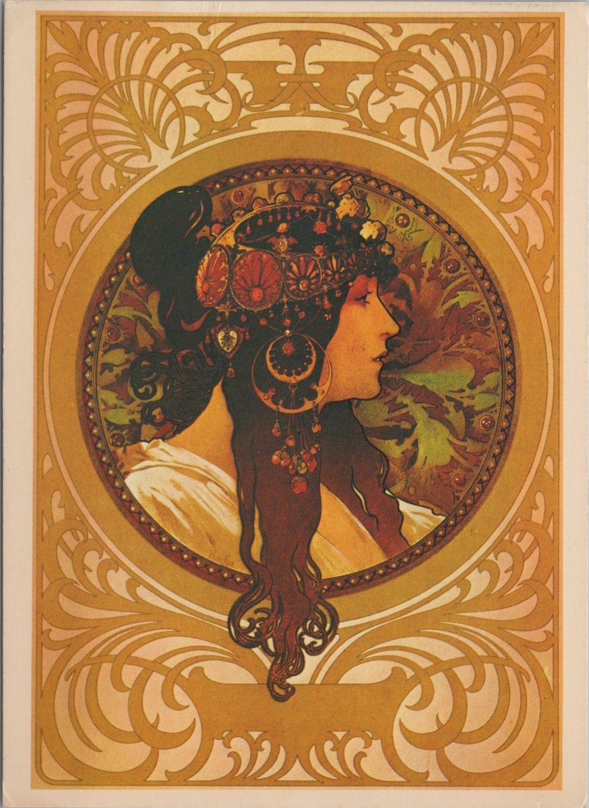 Vintage Art Nouveau illustration of a woman by Alphonse Mucha Postcard