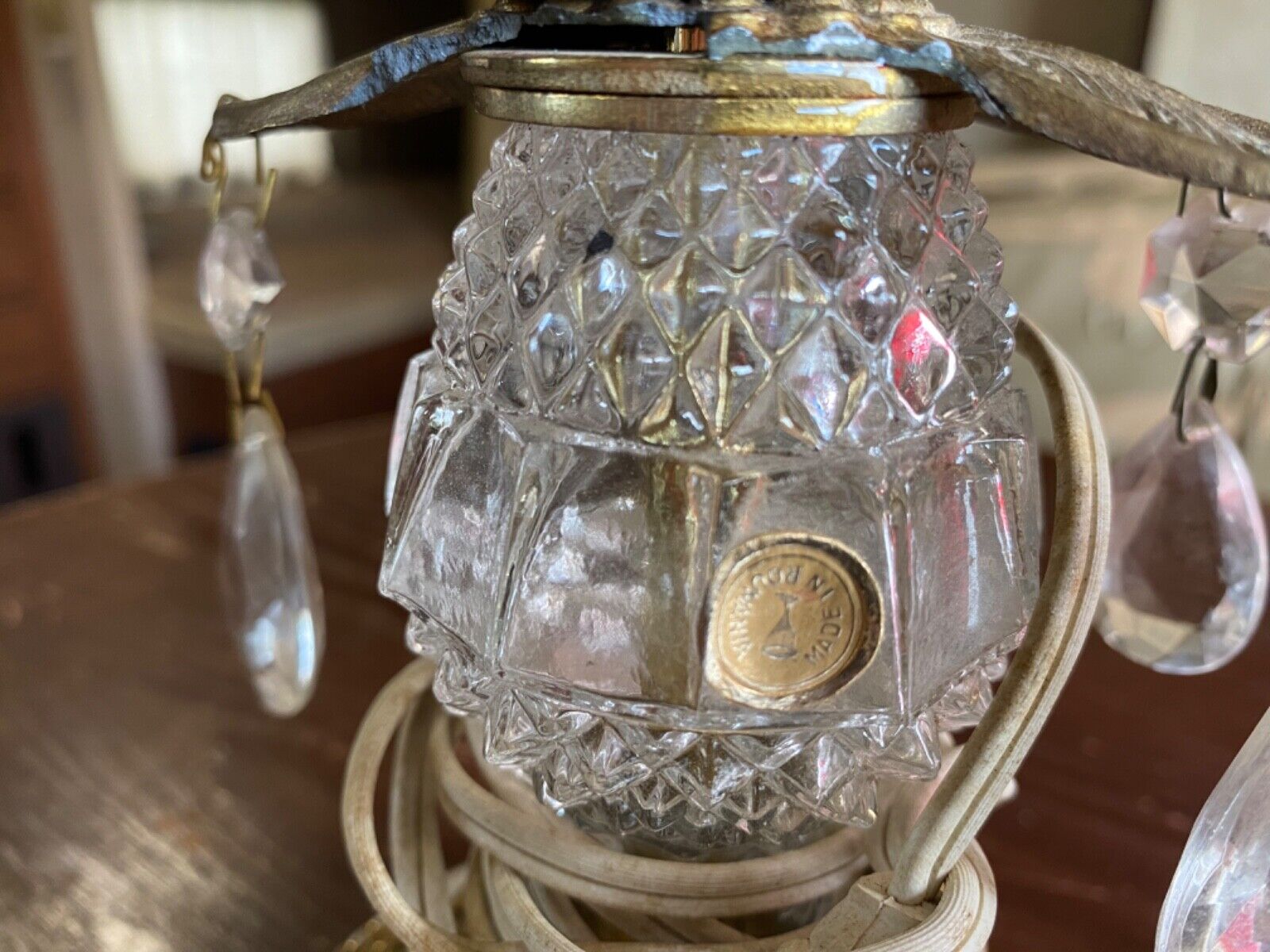vintage crystal and marble base lamp