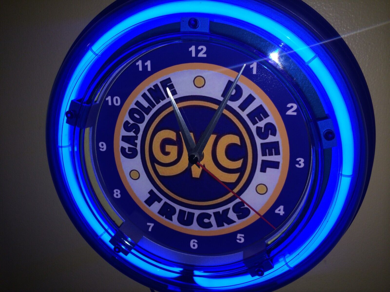 GMC General Motors Trucks Garage Dealership Neon Wall Clock Advertising Sign
