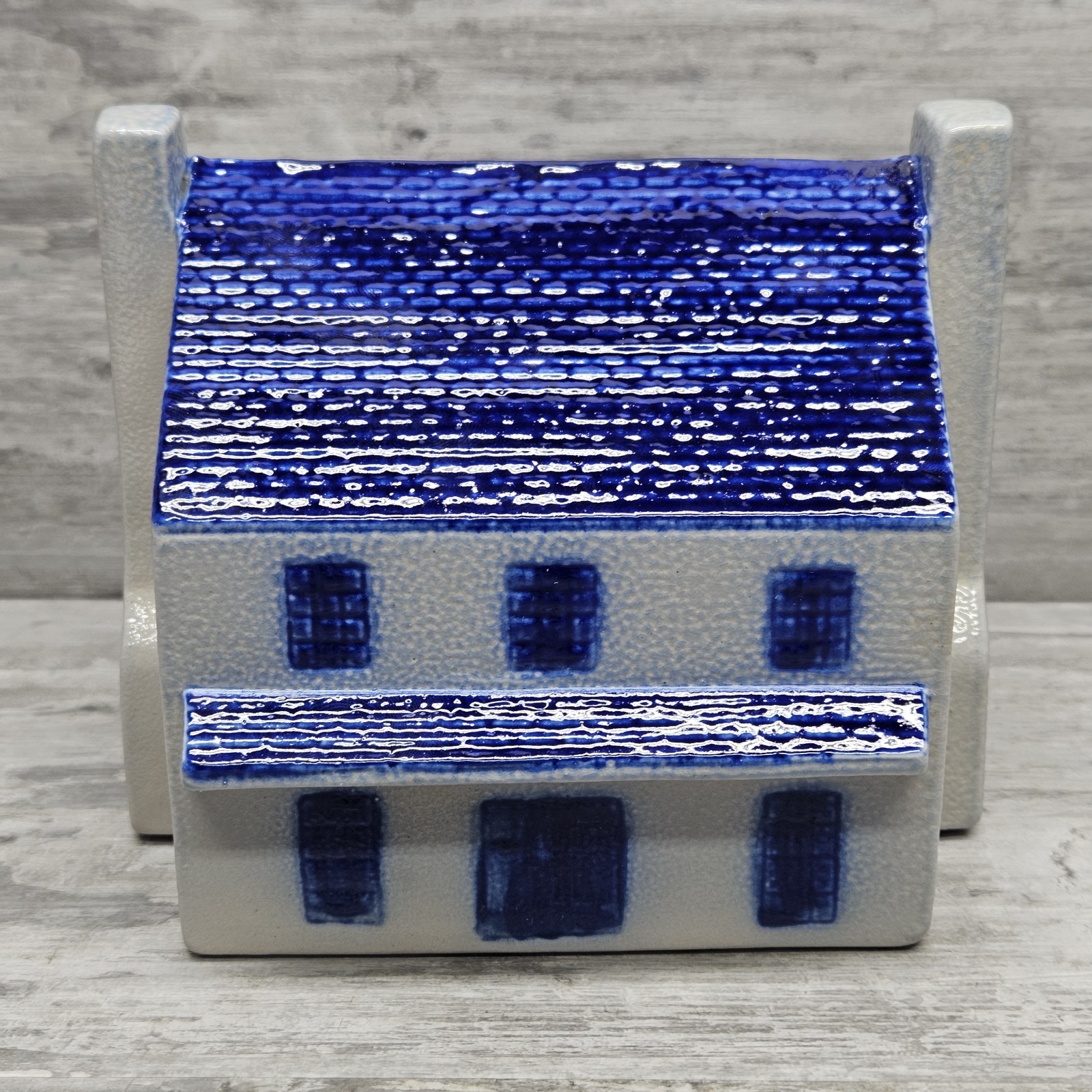 Eldreth Pottery Vintage Salt Glazed House Bank Cobalt Blue Pennsylvania Folk Art Eldreth Pottery Vintage Salt Glazed House Bank Cobalt Blue Pennsylvania Folk Art