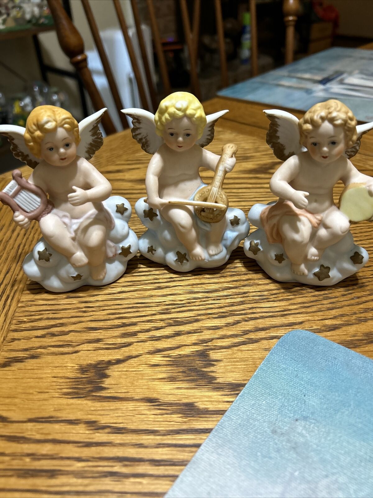 Homco 3 Piece Baby Angel With Instruments Set