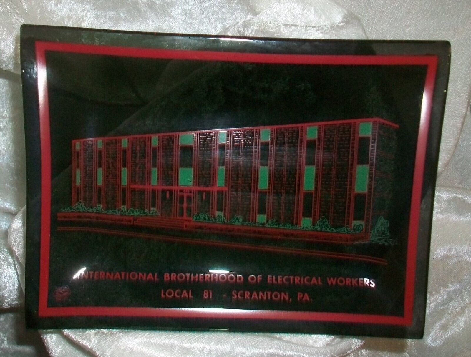 Vintage 1968 Scranton IBEW Local 81 Electrical Trade Union Building Houze Glass
