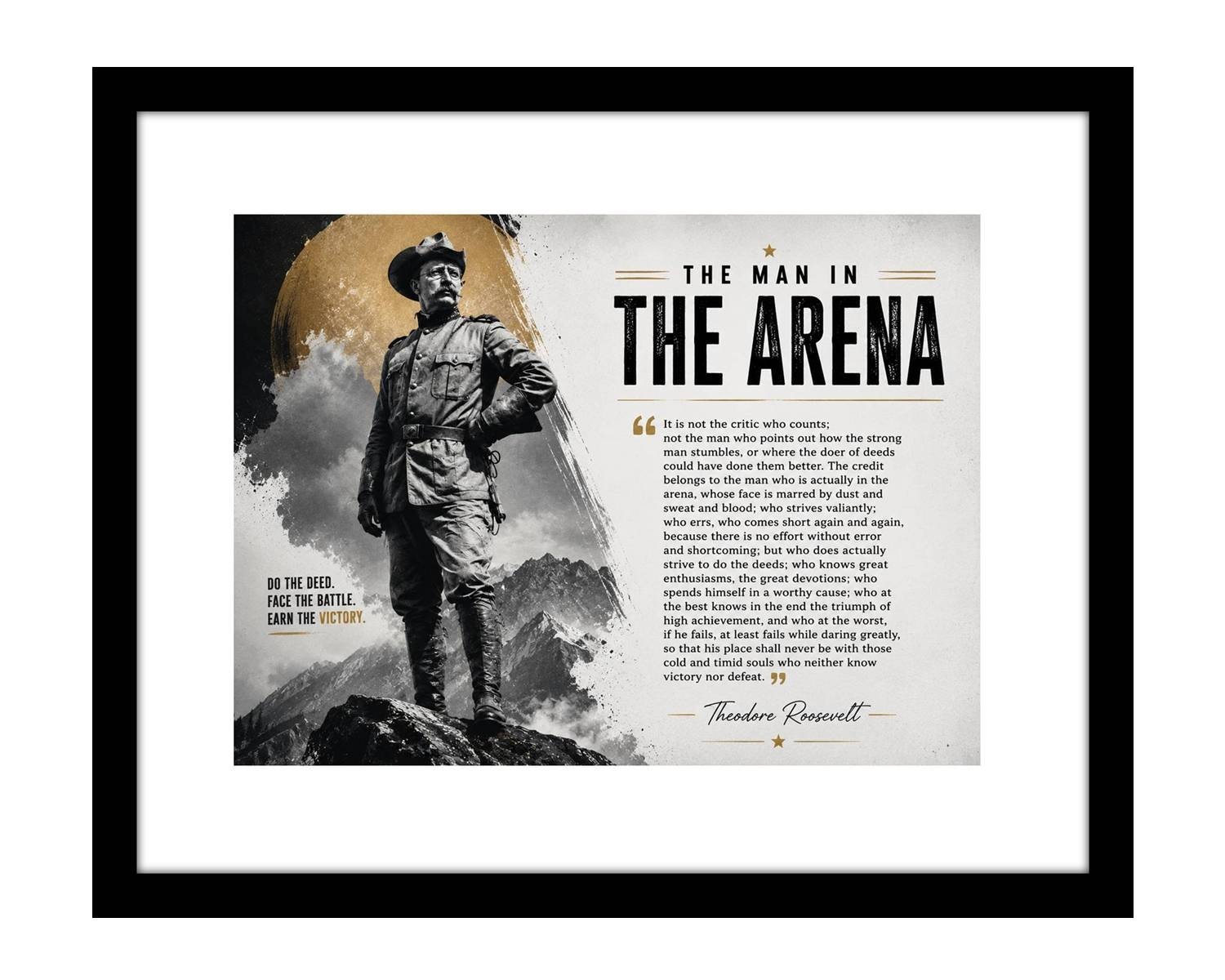 Theodore Roosevelt 8x10 Man in the Arena print | US president motivational