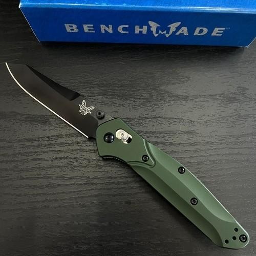 Benchmade 940BK Osborne Green Aluminum Handle S30V Black Blade Folding Knife