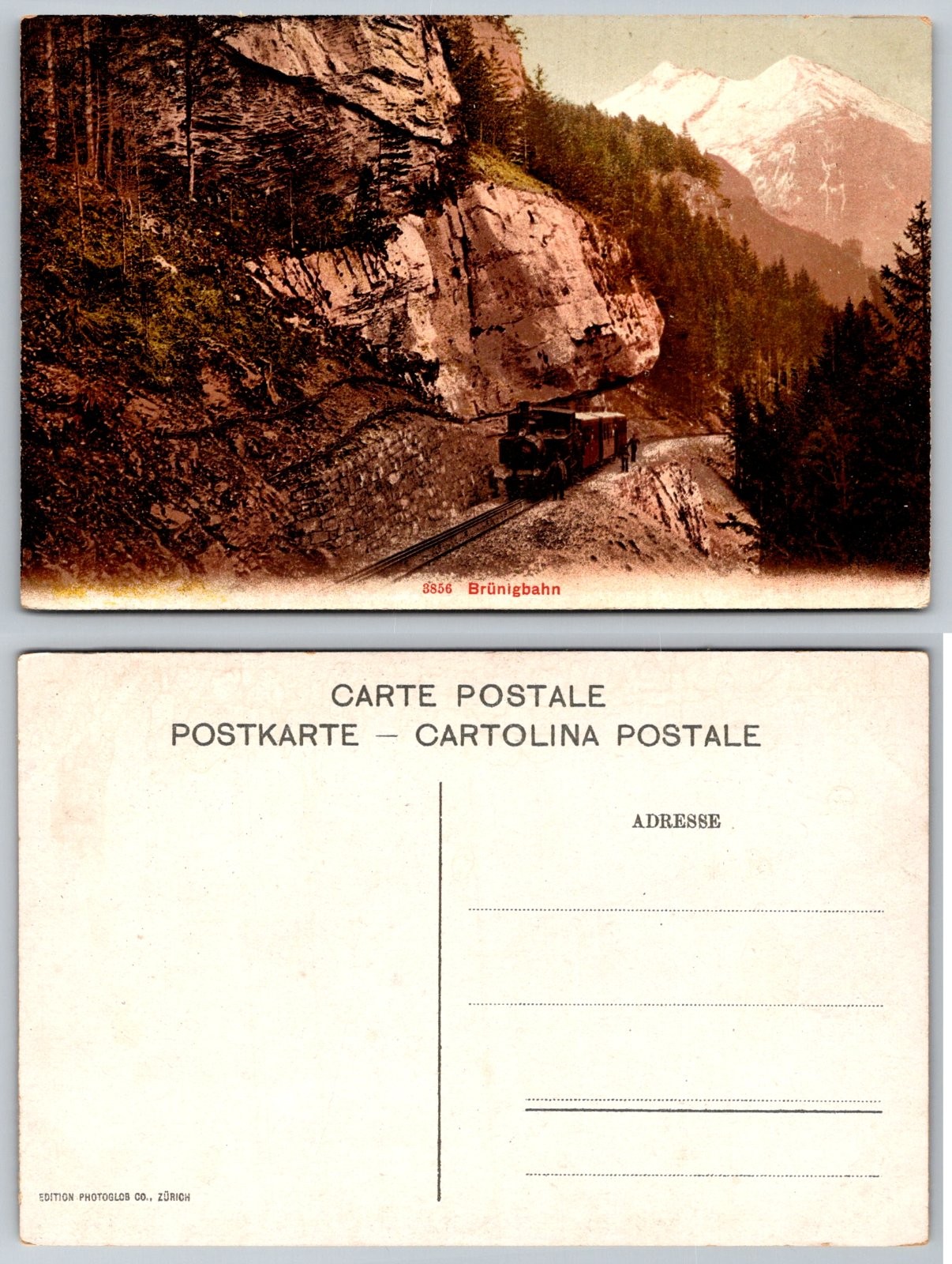 Standard Brünigbahn Train in Mountain Scenery Postcard