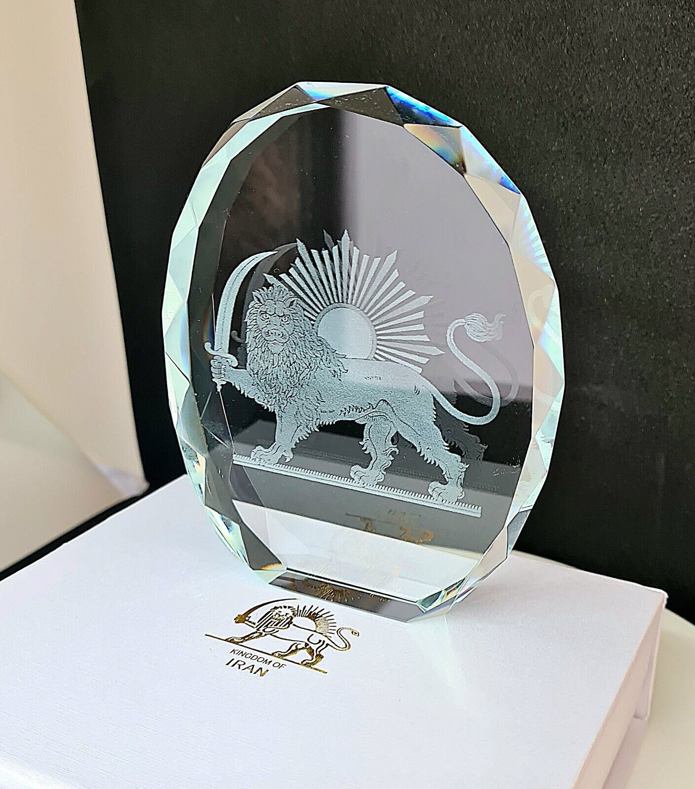 Decorative Crystal 3D laser LION SUN کریستال رو میزی دکوری شیر و خورشید 